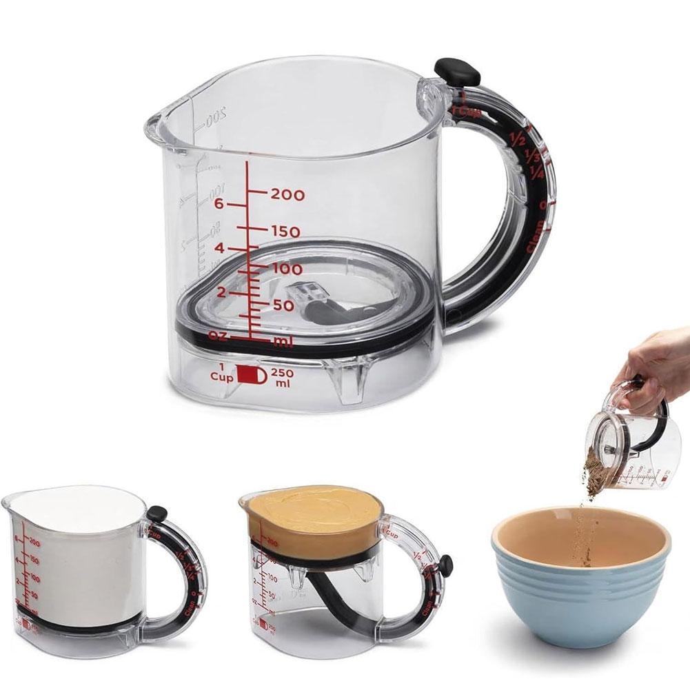 Adjustable 4-In-1 Integrated adjustable measuring cup Cup with Scraper-Style Seal Base Measurings Cube Cups for Cooking