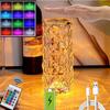 1PC 16 Colors Crystal Table Lamp Rose Light Romantic Diamond Atmosphere Light USB Touch Night Light for Bedroom Desk Party Decor
