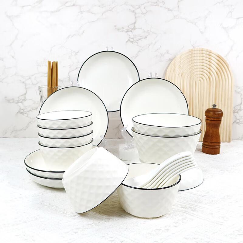 Керамический столовый сервиз с глазурью «Цветущая роза»