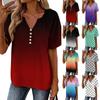 Women's Fashionable Casual Floral Print Button V-neck Short-sleeved Top