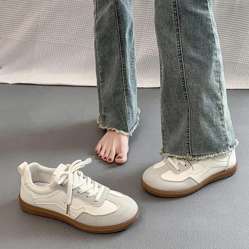 Ladies Shoes 2024 Front Lace-up Women's Vulcanize Shoes Fashion Color Matching Hot Sale Light Round Toe Comfortable Casual Shoes