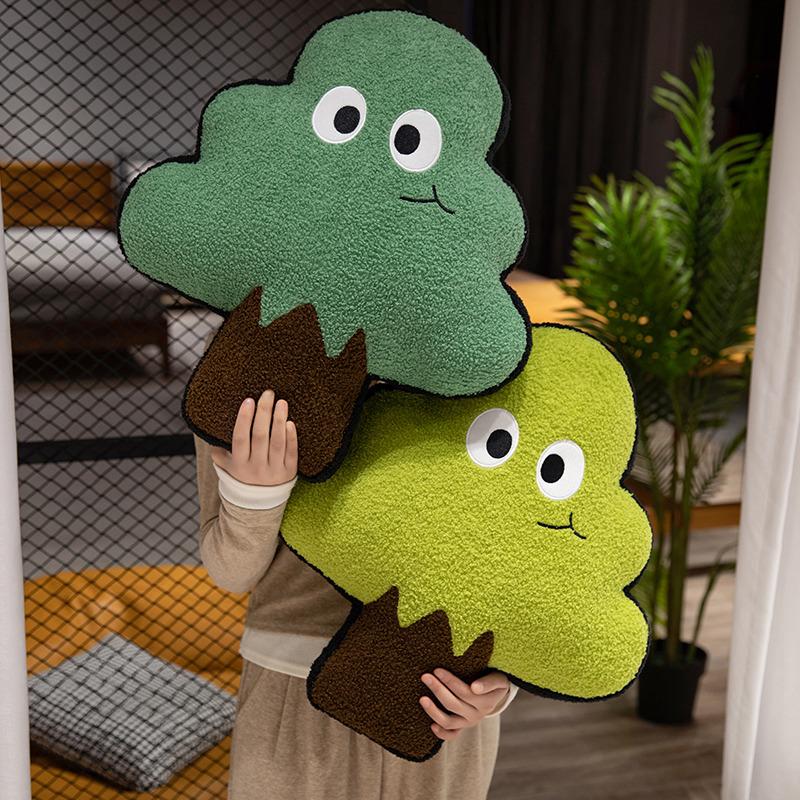 35/53/70cm Green Trees Plush Pillow Two Black Eyes Plant Chair Sofa Decor Seat Cushion Kids Gift Room Decor