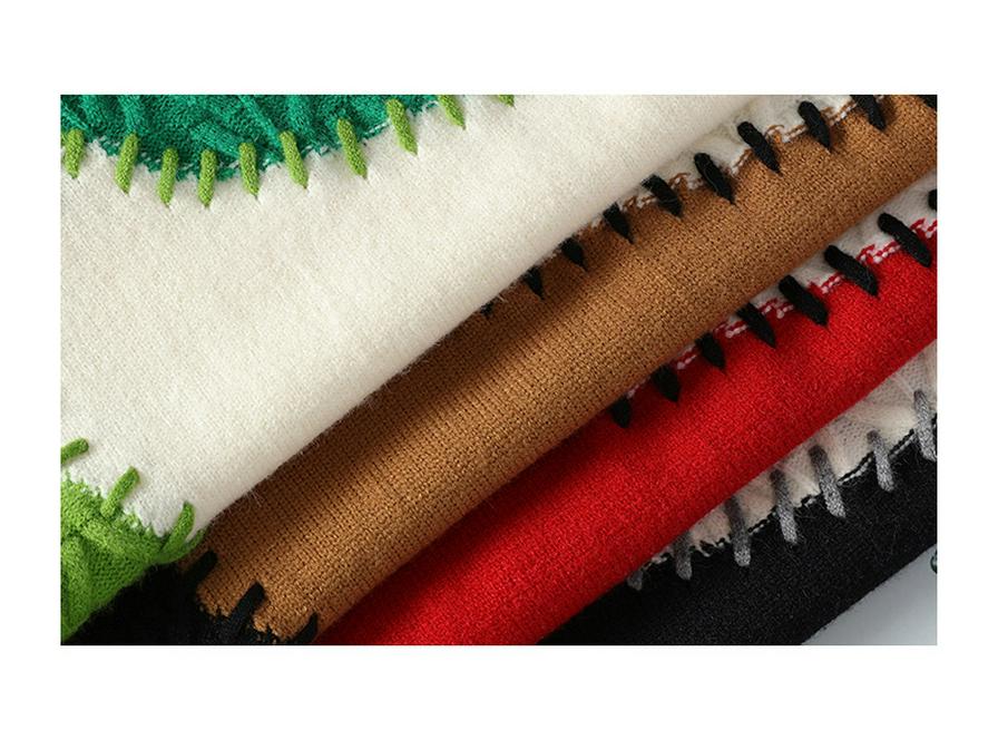 Men's 2024 Winter Color-Block Knitted Sweater - Casual, Warm, and Loose Fit