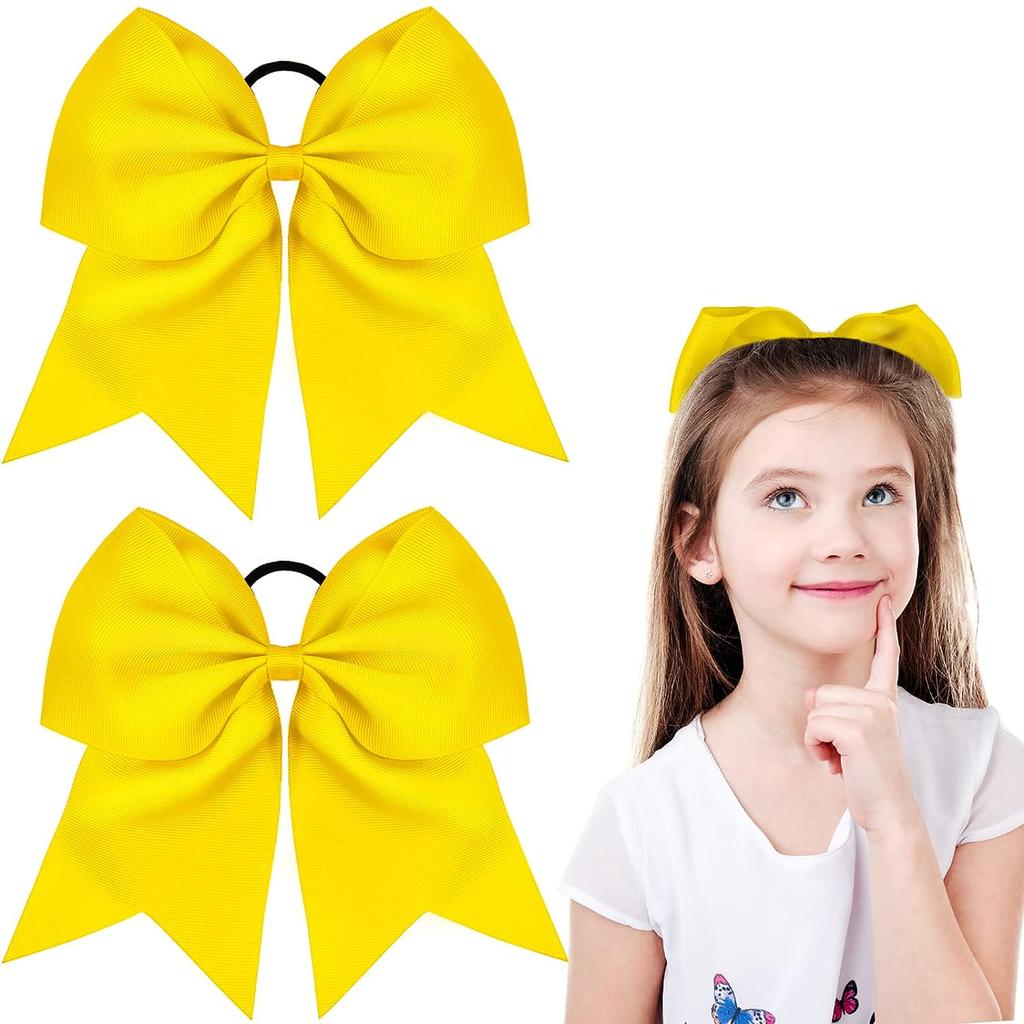 2 Fiocchi Per Capelli Rossi 20,3 Cm - Elastics In Gomma Per Code Di Cavallo, Cheerleader E Feste, Per Bambine E Donne