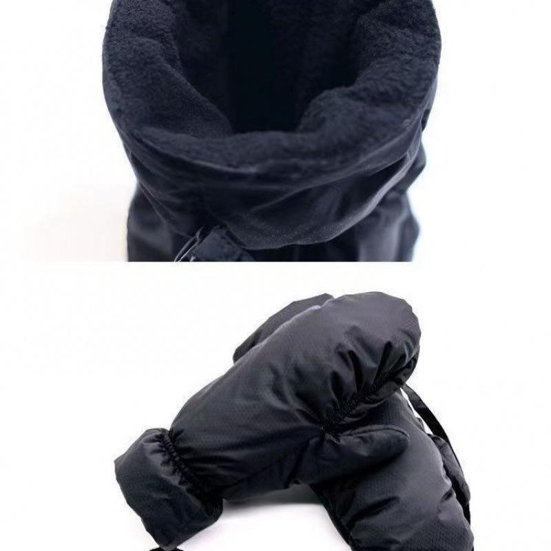 Unisex Winter Warm Fleece-Lined Waterproof Windproof Cycling Mittens with Lanyard