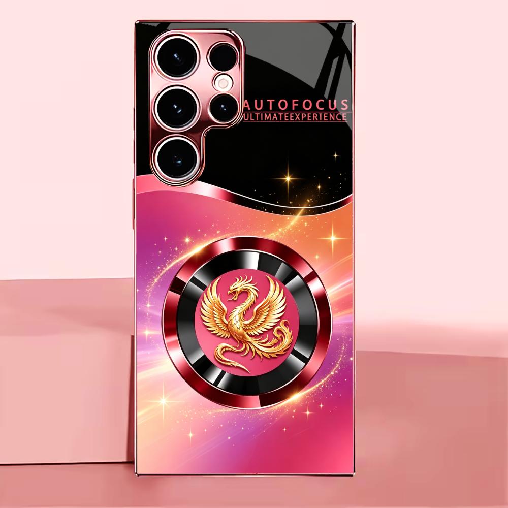 Luxury Pink Black Phoenix phone case glass s26 ultra case s25 ultra case for Samsung Galaxy S26 S25 S24 S23 S22 FE Ultra Plus