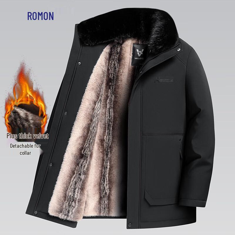 

Romon Men s Mid-Length Thickened Winter Cotton Jacket L
