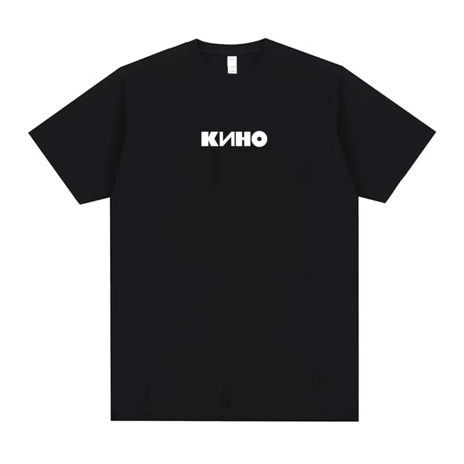 

Legendary Russia Rock Band Viktor Tsoi Kino Black Album Logo Print T-shirt Men Cotton Casual Oversized Tshirt Short Sleeve S чёрный