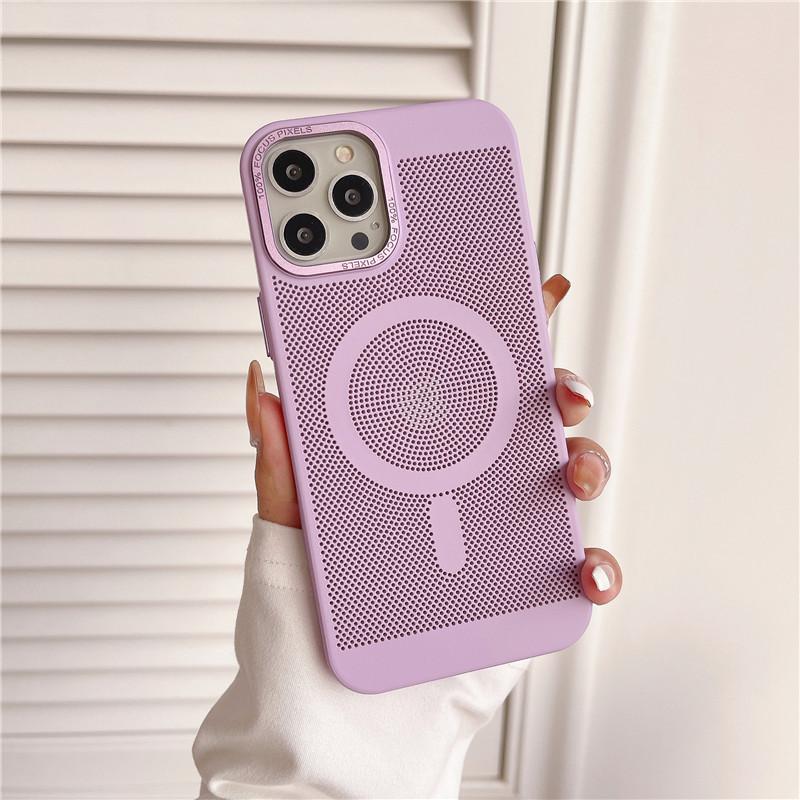 Camera Big Hole Grid Heat Dissipation Magnetic PC Case For iPhone 12 11 Pro Max Non-Slip Anti-fingerprint Back Protector Shell Cover