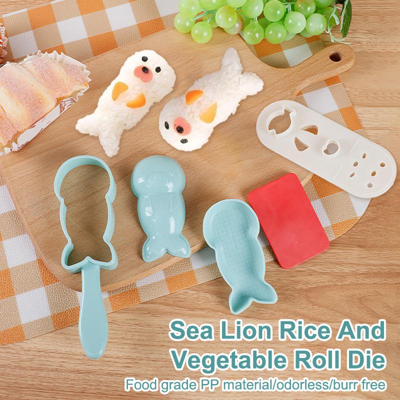 1 Set Cute Sea Lion Sushi Rice Mold Decor Cutter Sandwich Diy Tool Japanese Rice Ball Sushi Bento Seaweed Baby Kitchen Rice