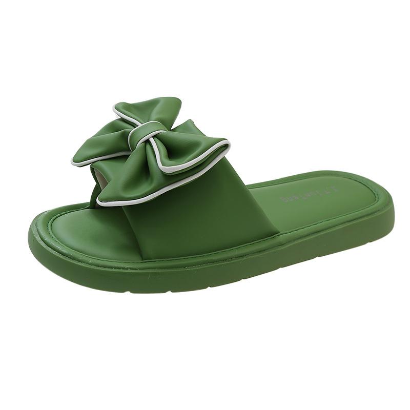 

Thick bottom Internet celebrity slippers women wear 2024 new summer fashion versatile bow heightening word sandals 40 зелений