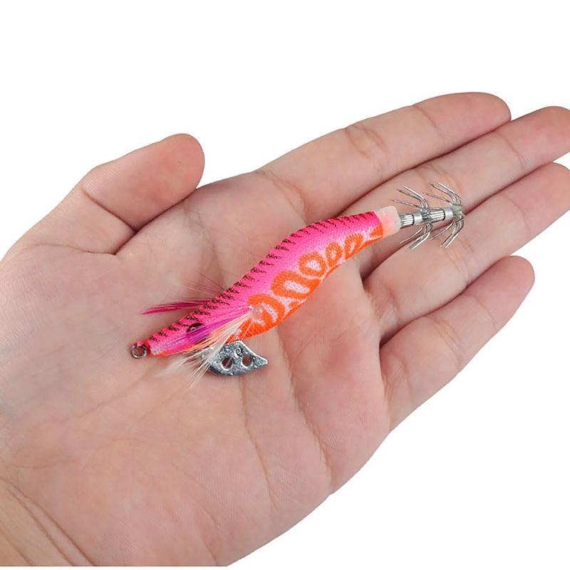 Luya Bait 9 Color 2.0# Luminous Wooden Shrimp 8Cm/8G Squid Hook Bait Knife Back Shrimp Squid Needle