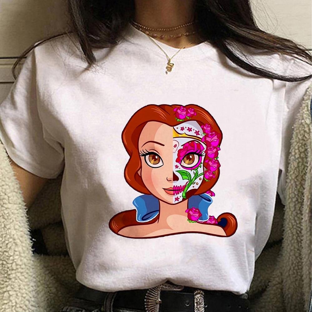 Disney Cartoon Villain Princess Graphic T Shirts Streetwear Y2k Women T-shirts Summer Tops Harajuku Ladies T Shirt White Blouses