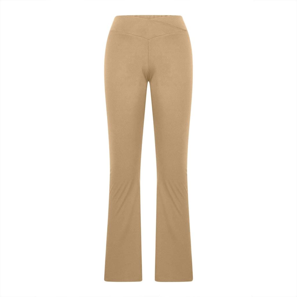Women's Cross High,Waist Tight,Fitting Multi,Functional Flared Yoga Pants, Elastic Color Sports Casual Pants