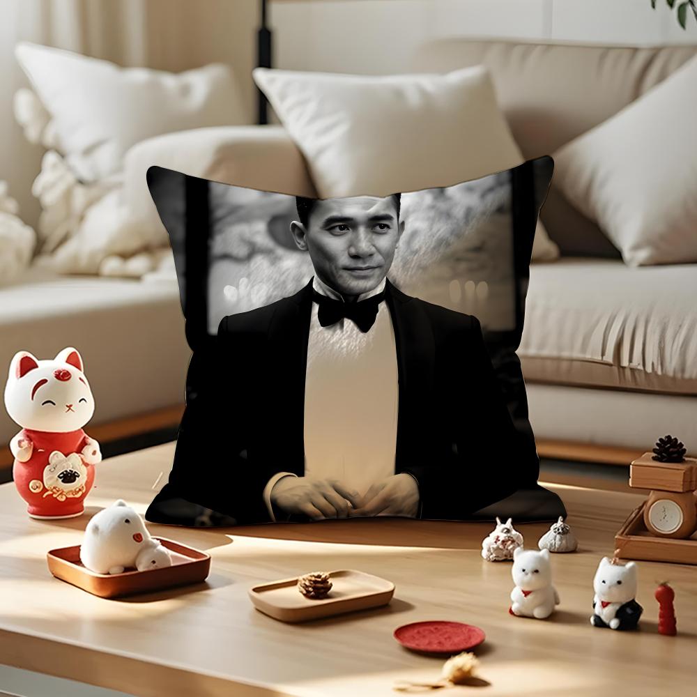 Actor Tony Leung Chiuwai Cushion Cover Anti-Dustmite Pillowcase Invisible Zipper Silky Short Plush Sofa Cushion Cover