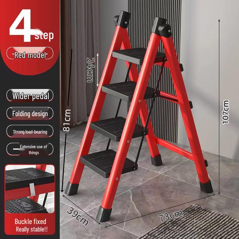 Multifunctional Folding Telescopic Indoor A-Frame Ladder, Portable 4-Step Household Climbing Ladder