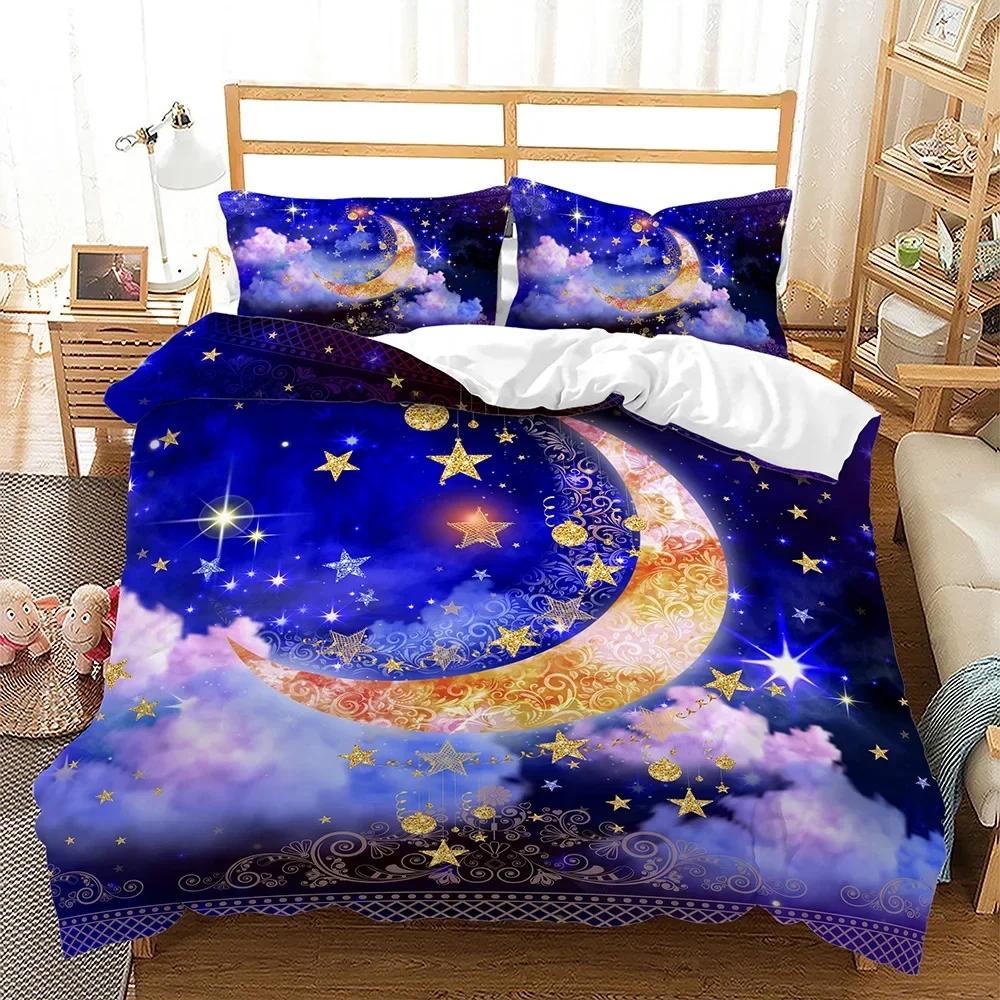 Luxury Duvet Cover And Pillowcase Digital Printing Star/moon/meteor Double Winter Quilt Cover Set Lantern Duvet Cover 1 Person