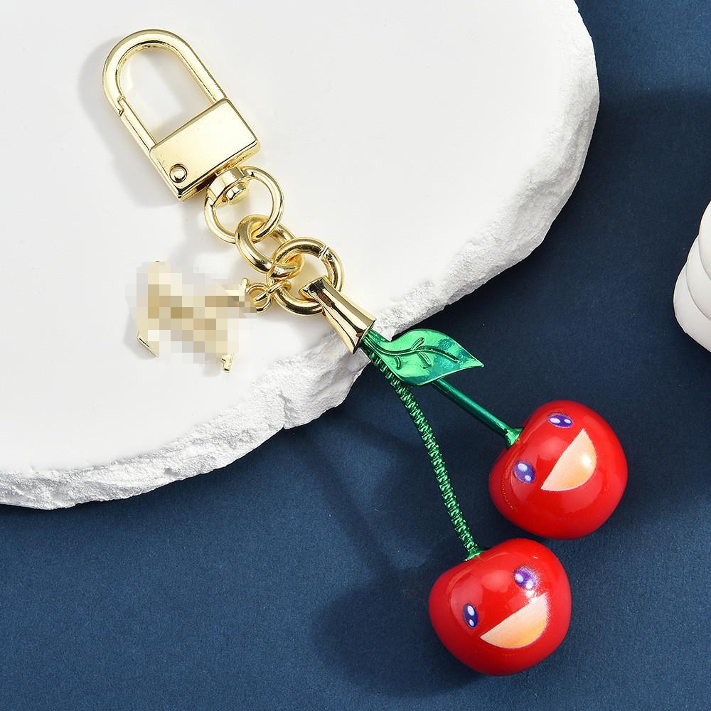 

Cherry Fruit Keychain With Smile Facial Resin Charm For Womens Bags And Backpacks Cherry Charm