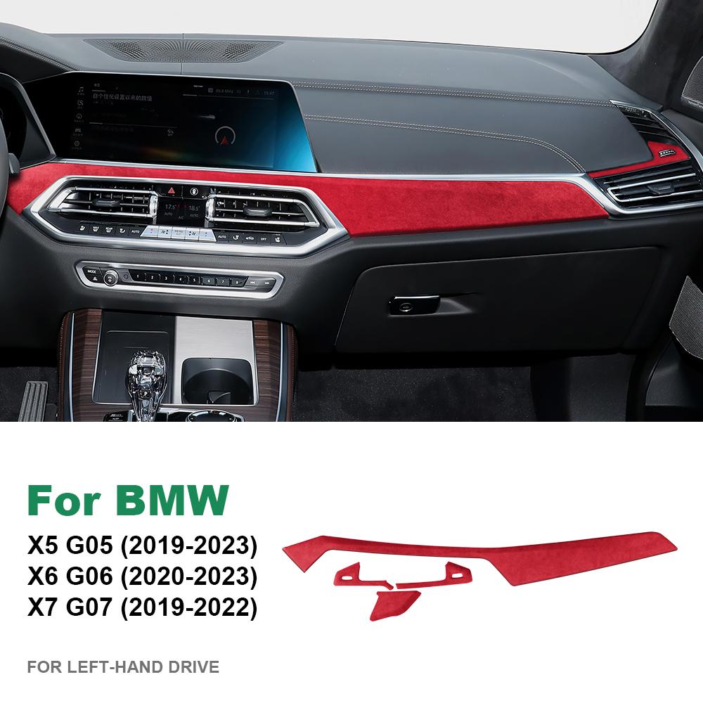 Italy Super Suede Car Co-pilot Dashboard Trim Cover for BMW X5 X6 X7 G05 G06 G07 2020-2022 Decorative Sticker LHD Accessories