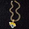 Jewelry for Resellers New Men's Natural Stone Chain Sporty Style Personalized Flat Leopard Head Pendant Necklace Gift