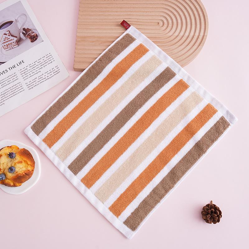 

Утолщенное абсорбирующее полосатое квадратное полотенце, жаккардовое, не оставляющее ворсинок, с петлей для подвешивания, для домашнего и детского использования 34*34 cm оранжевый