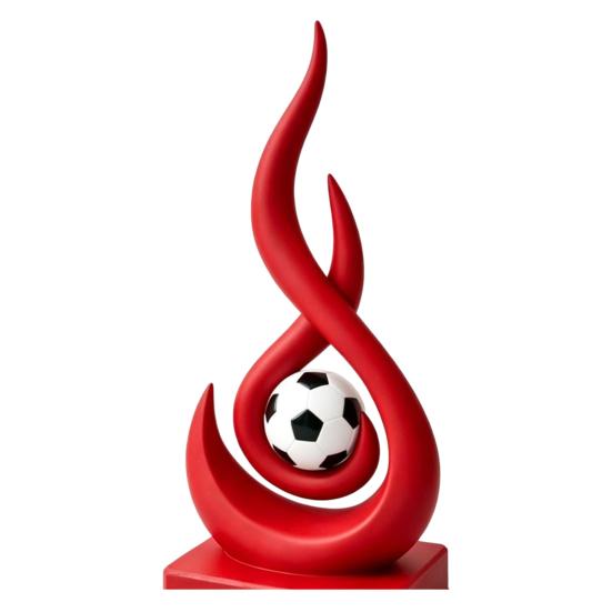 3D Printed Football Table Decoration  Resin Flame Soccer Statue Modern Centerpiece S красный