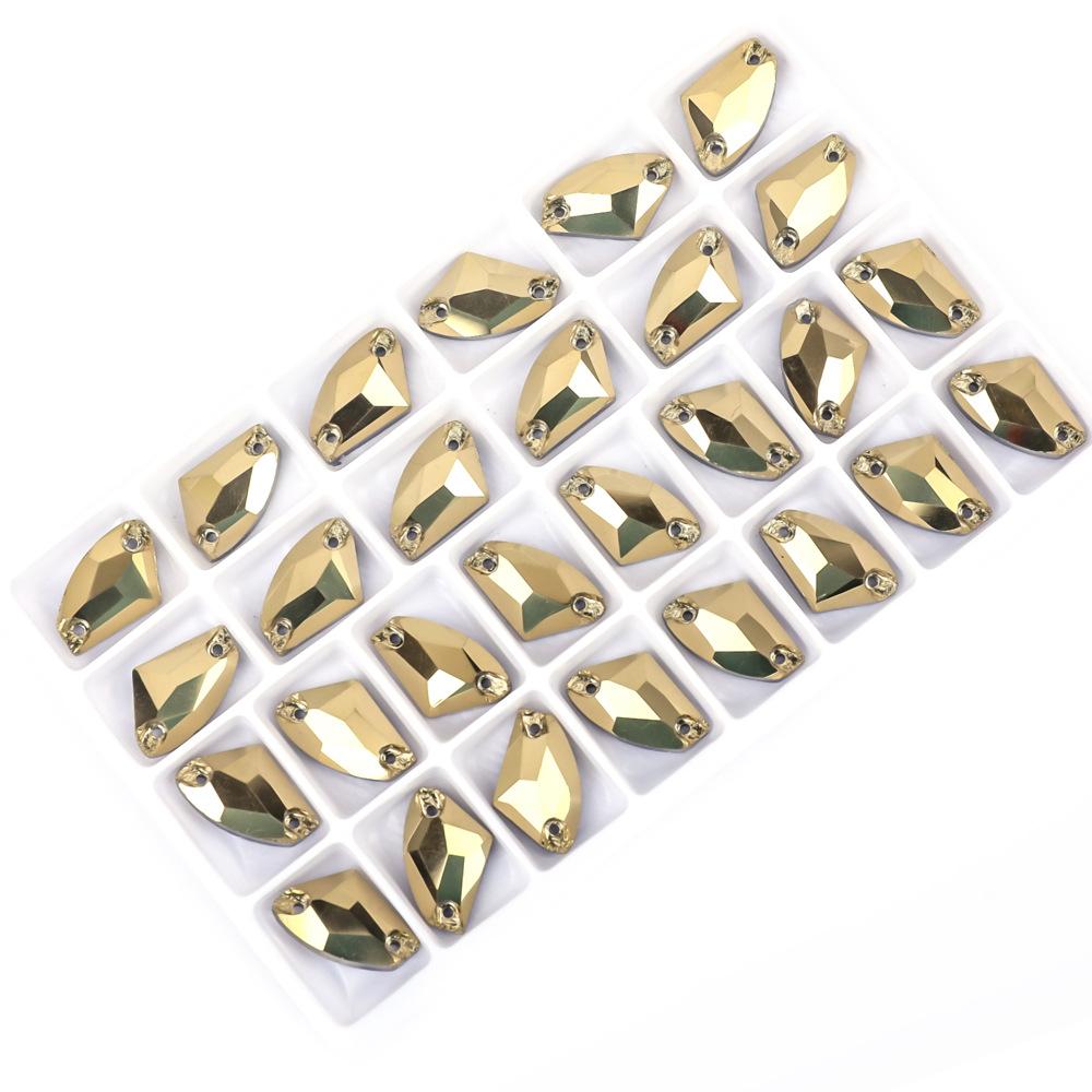 Weichen Flat Bottom Double Hole Color Axe Shape Hand Sewn Buckle Glass Rhinestone Diy Dress Wedding Dress Accessories