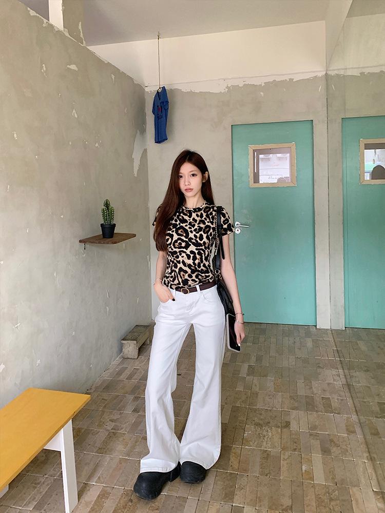 2026 New Arrival Leopard Print One-Shoulder Long-Sleeve Women's Top - Trendy European & American Early Autumn Fashion