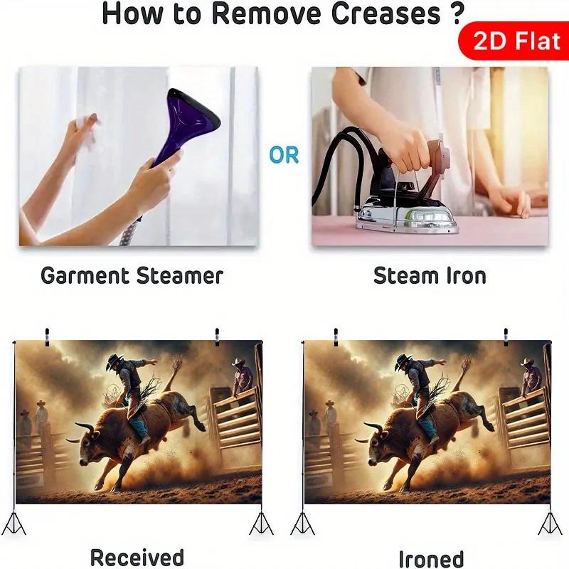 1 Piece of 2D Flat Banner, Cowboy Bull Riding Competition, Polyester Fiber Party Backdrop Fabricxy
