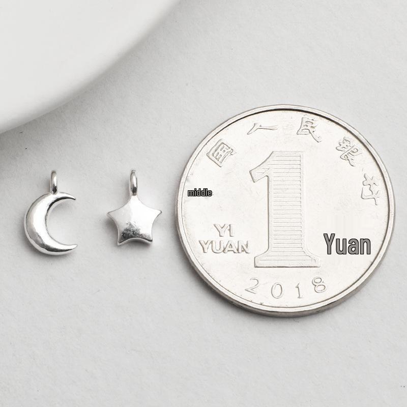 S925 Sterling Silver Five-Pointed Star Pendant for DIY Star and Moon Charm Bracelets & Necklaces