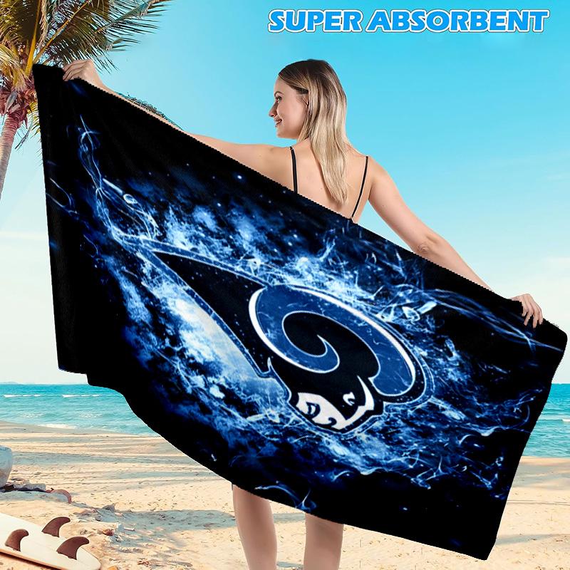 1PC Rams Team Spirit Beach Towel, Microfiber Beach Towel, Perfect For Pool, Beach, Travel, Home Decor Beach Party Fan Gifts