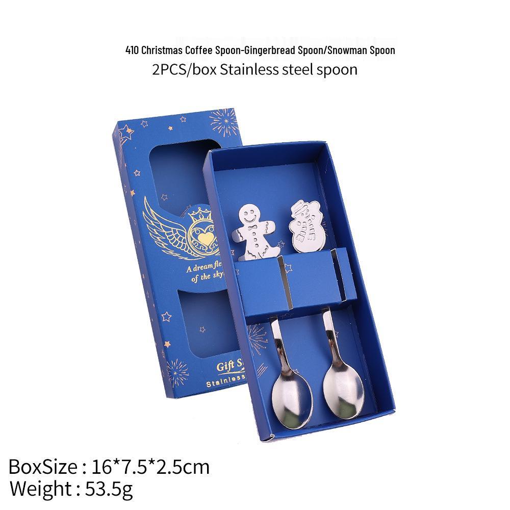 Stainless Steel Christmas Cartoon Coffee & Dessert Stirring Spoon: Snowman & Star Design