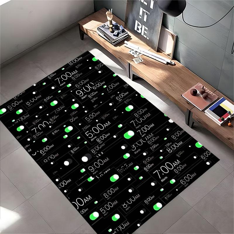 Alarm Clock Design Carpet Suitable As a Non-slip Mat for the Living Room or Bedroom Sofa