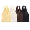 Top de satén con cuello halter para mujer europeo y americano - Estilo moderno de influencer INS