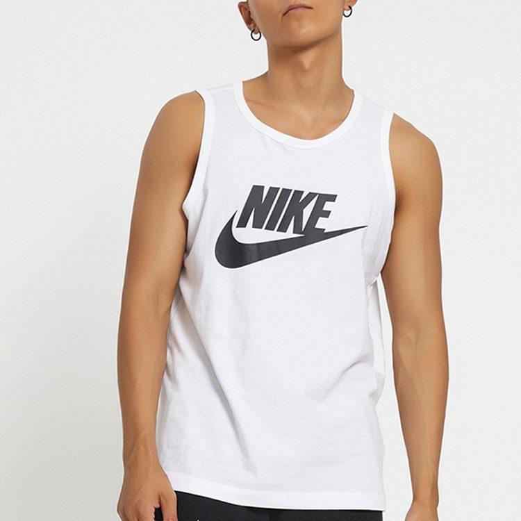 Nike Tank Tops Men's White Crew Neck Moderate Straight Fit AR4992-101