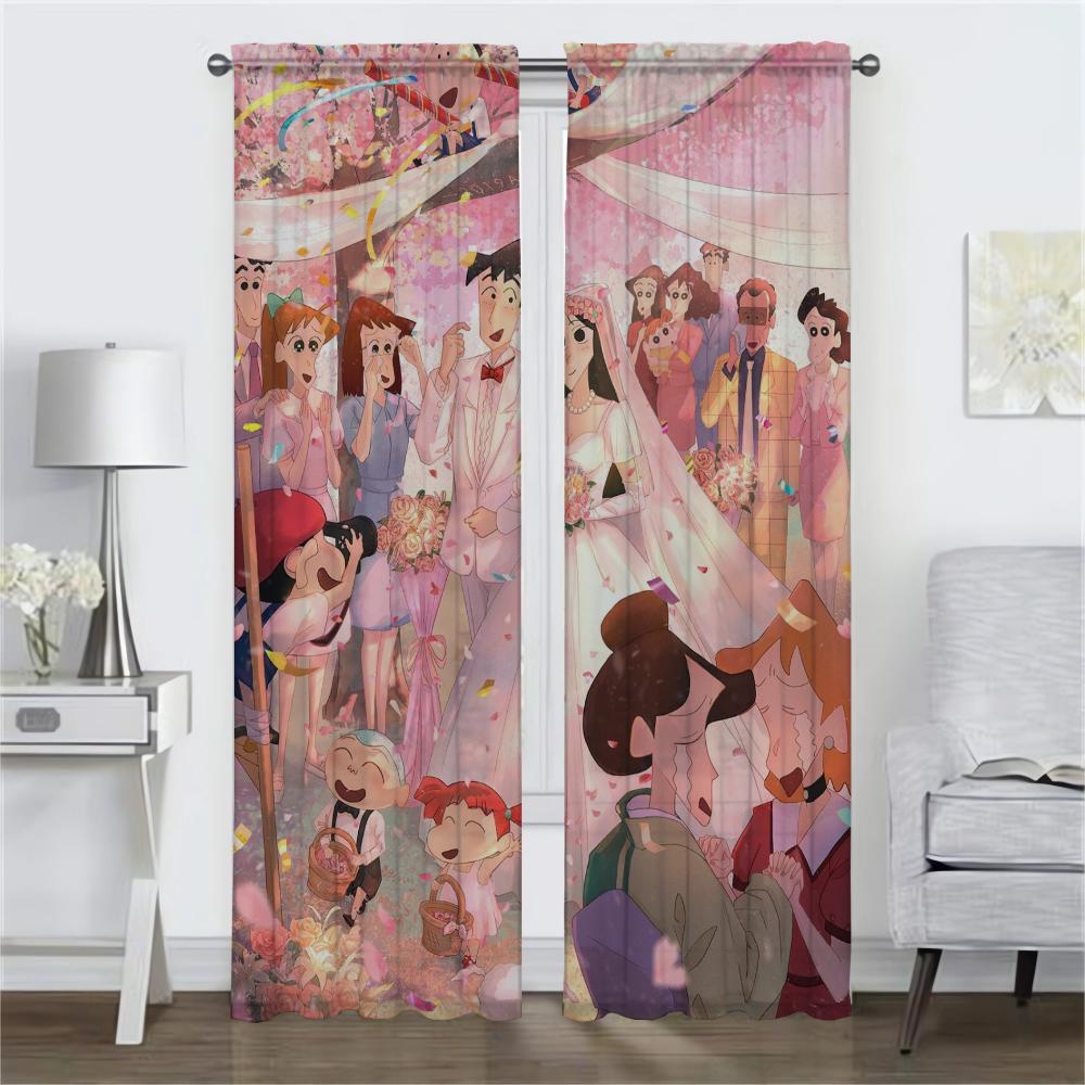 Crayons Shins Chans Curtains Child Room Living Curtain Home Interior Camera Shades Partition Tulle Bedroom Made Of Polyester Washable Area Ready