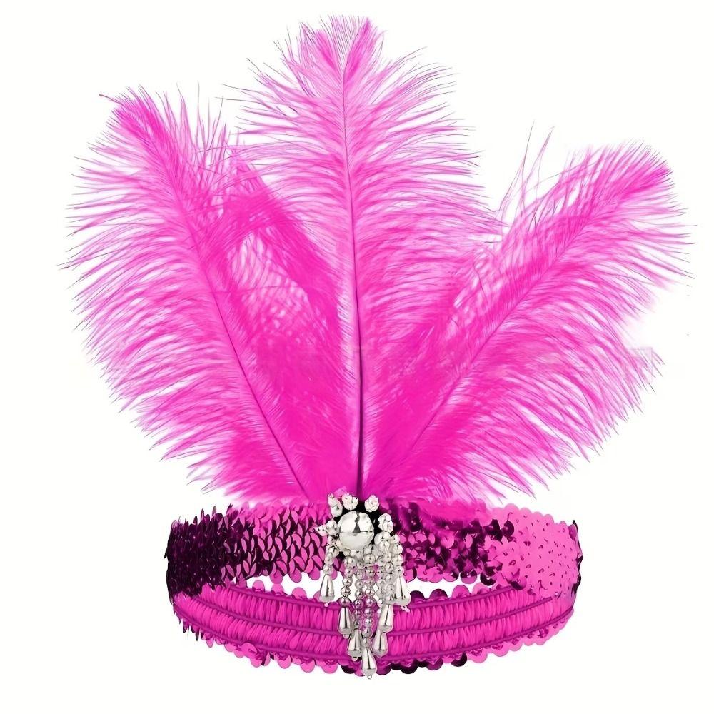 Stage Performance Feather Headpiece Sequin Hair Band 1920s Showgirl Headband Brazilian Carnival