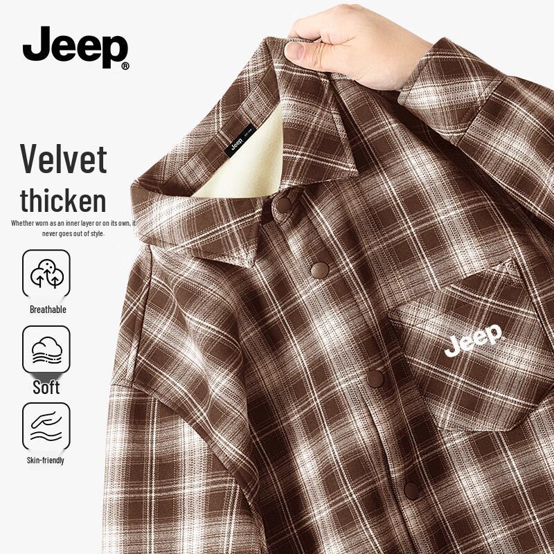 Jeep Мужская ретро клетчатая куртка-рубашка на флисовой подкладке 3XL