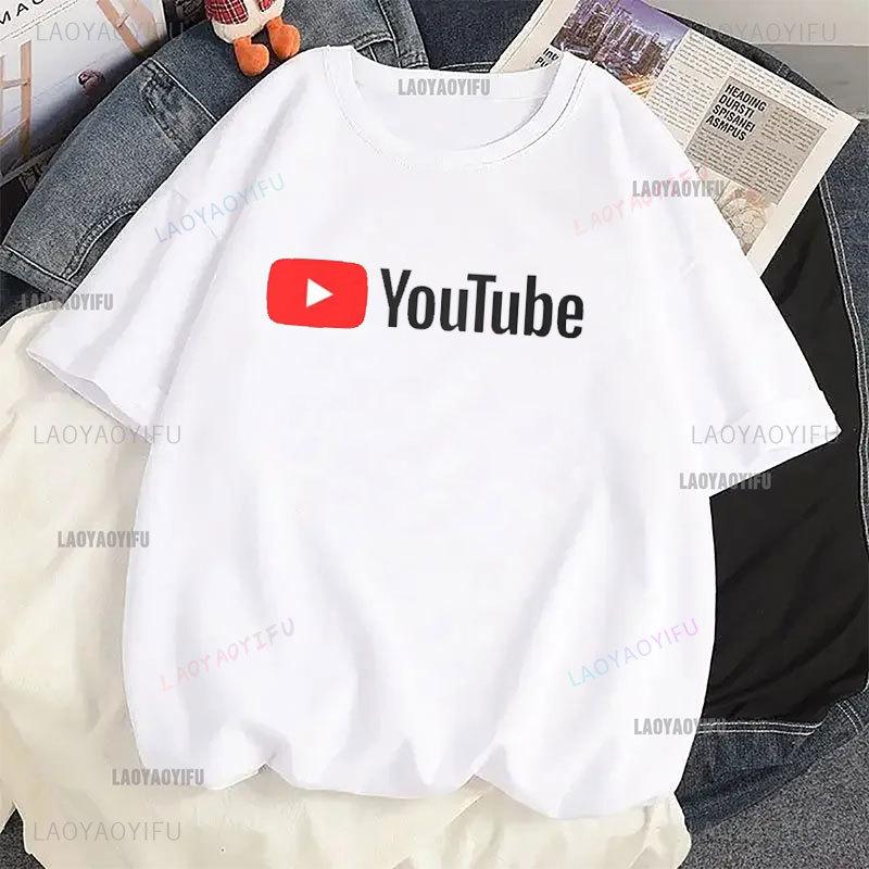 2024 YouTube Logo Trykk Dame T-skjorter Merke Modal Topper Casual Custom Herre Kortermet T-skjorter Harajuku Vintage T-skjorte