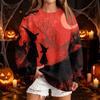 Women's Casual Round Neck Sweatshirt with Halloween Print, Long Sleeve Pullover for Festivals