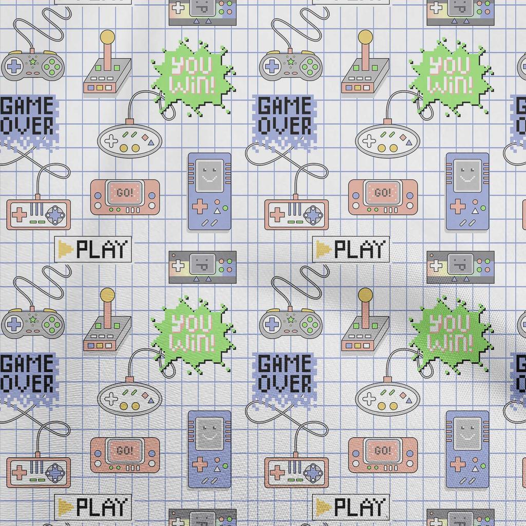 oneOone Cotton Flex Brown Fabric Game Video Game Sewing Material Print Fabric By The Yard 40 Inch