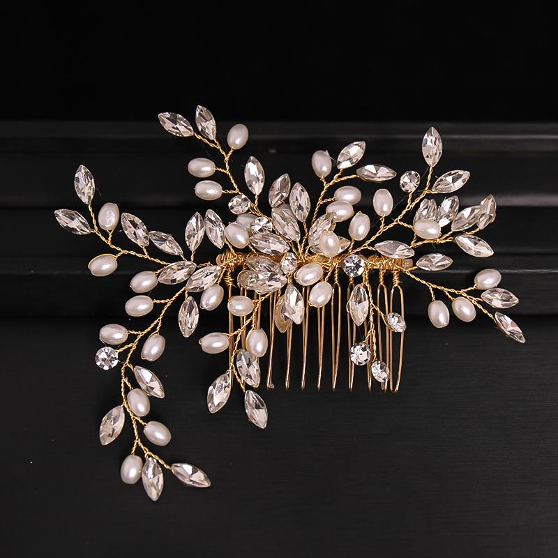 

New Handmade Silver Color Rose Gold Tiara Hair Combs Crystal Rhinestone Combs Bridal Hair Accessories Wedding Women Hairbands