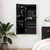 VidaXL Wall-Mounted Jewelry Cabinet with Mirror Black 37.5x10x106 Cm 353227