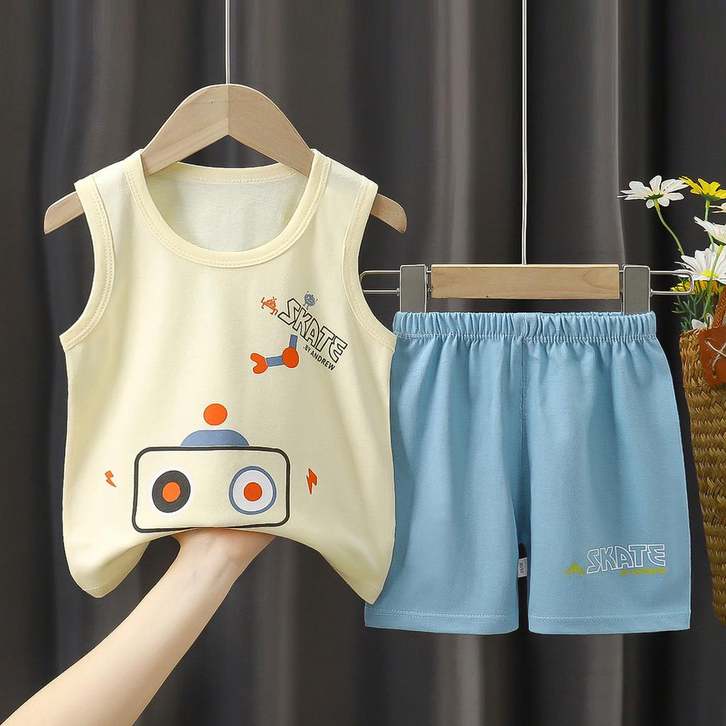 Children's Vest Set Boys' Shorts Summer Cotton New Baby Clothes Girls' Summer Clothes Summer Clothes Children's Clothes