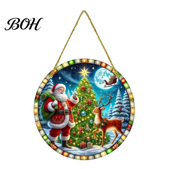 Seasonal Home Hanging Ornaments Christmas Tree Ornaments, Acrylic Festive Pendants with Lanyard for Decor Holiday Party Decoration, Indoor Scene