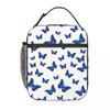 Blue Butterfly Pattern Insulated Lunch Bag for Kids School Cooler Thermal Food Box Tote Portable Lunch Boxes Container