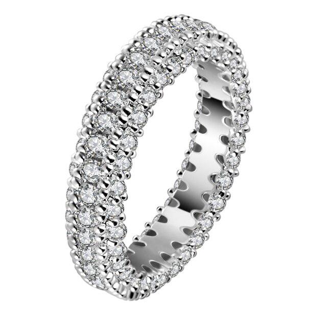 New Trendy Rainbow Simulated Diamond Stackable 925 Sterling Silver Eternity Ring for Women Wedding Finger Band Gift Z30