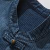 Autumn Men Chinese Style Tang Suit Shirt Washed Denim Top Traditional Kung Fu Tai Chi Denim Jacket Men Casual Cotton Coat Jacket
