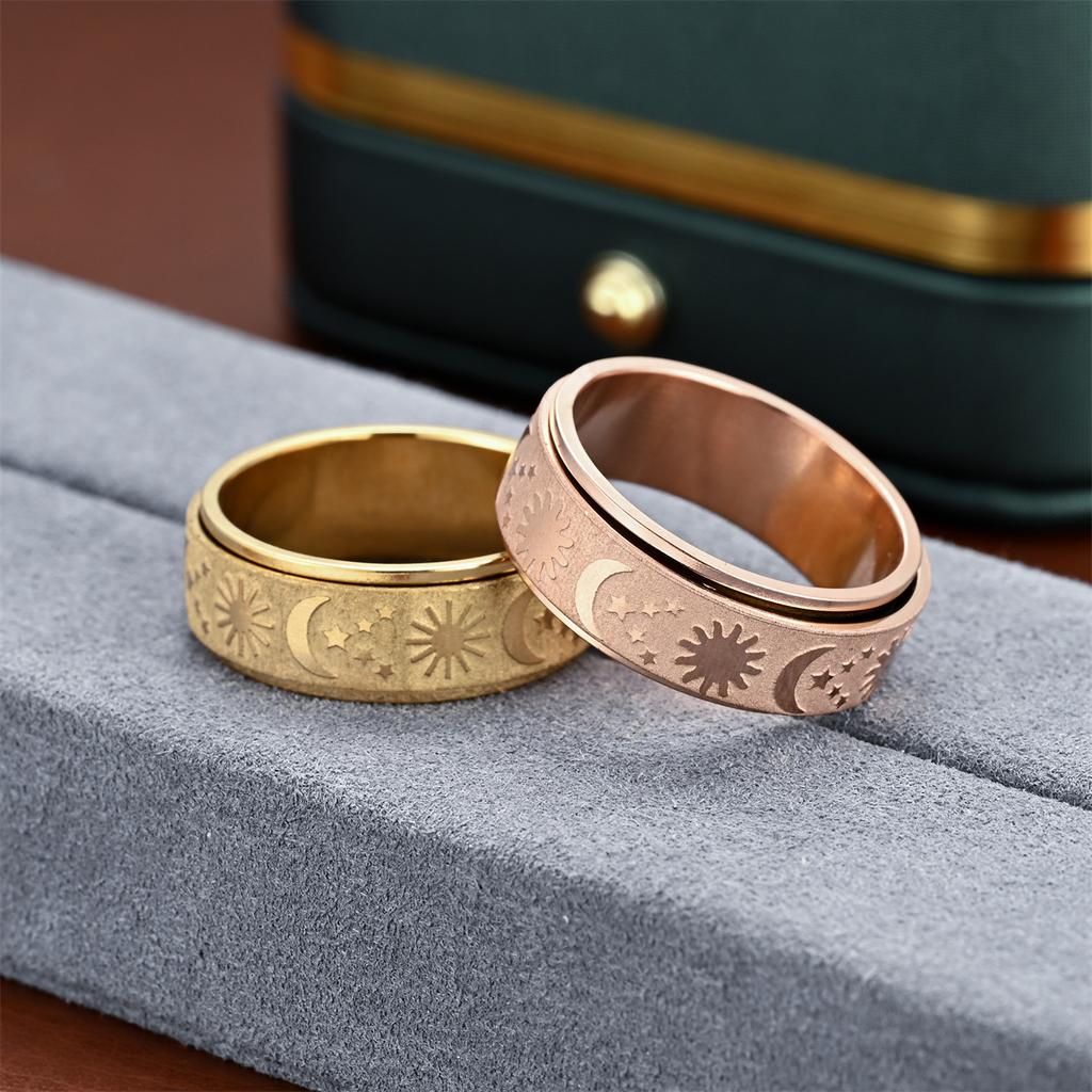 Neue Weihnachtsgeschenke Einfacher Angstlösender Ring Mit Stern Und Mond Für Frauen Edelstahl Fidget Ringe Schmuck Geschenk