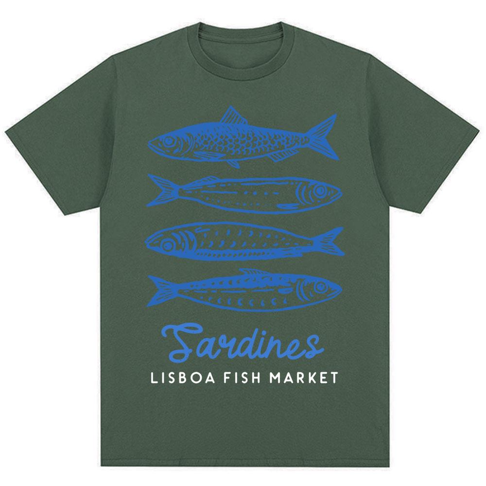 

Funny Fish Market Print T-shirt Kawaii Fashion Men Women Harajuku High Quality T Shirts Loose Cotton Casual Summer T Shirt Gifts 3XL